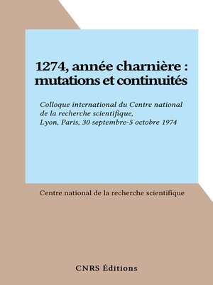 cover image of 1274, année charnière